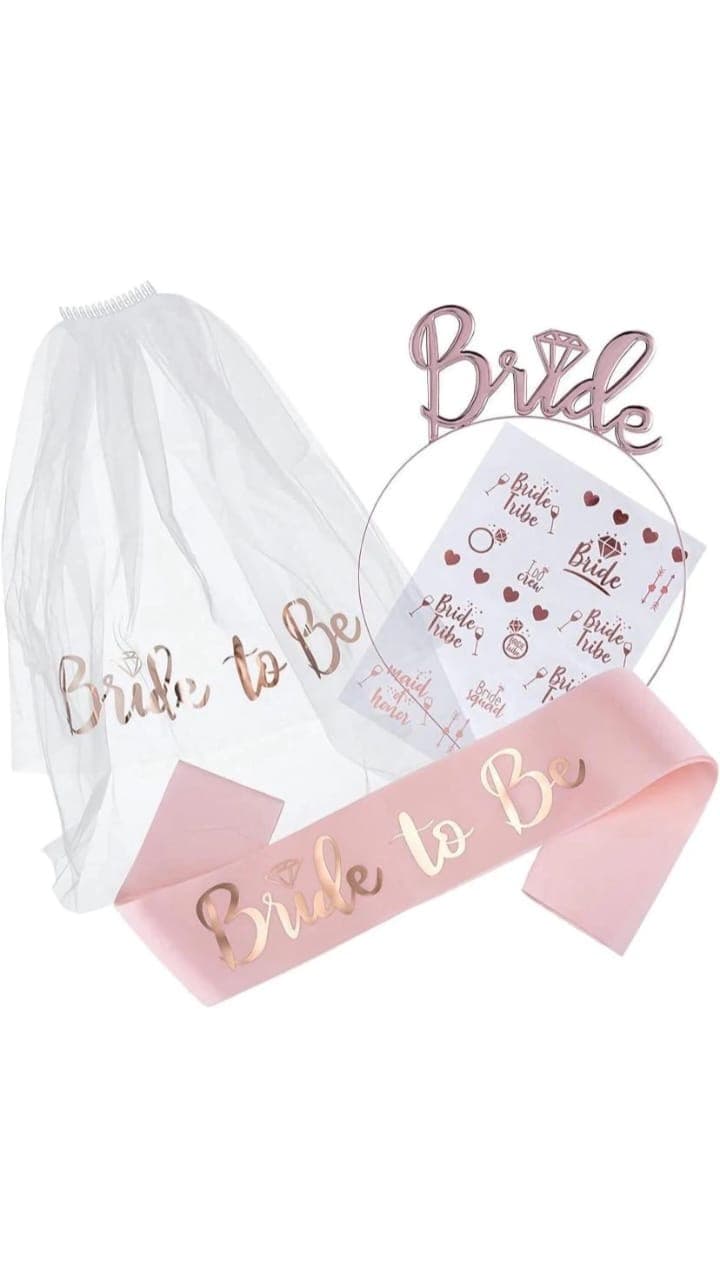 Kit Bride to Be -Écharpe, voile, Diadéme & tatouage